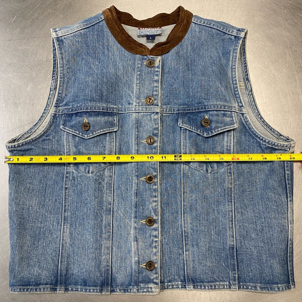 Vintage Old School Womens Size Large Jean Vest Denim Blue